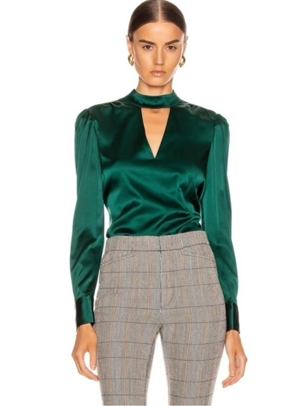 Veronica Beard Wade Green Silk Blouse Size 6